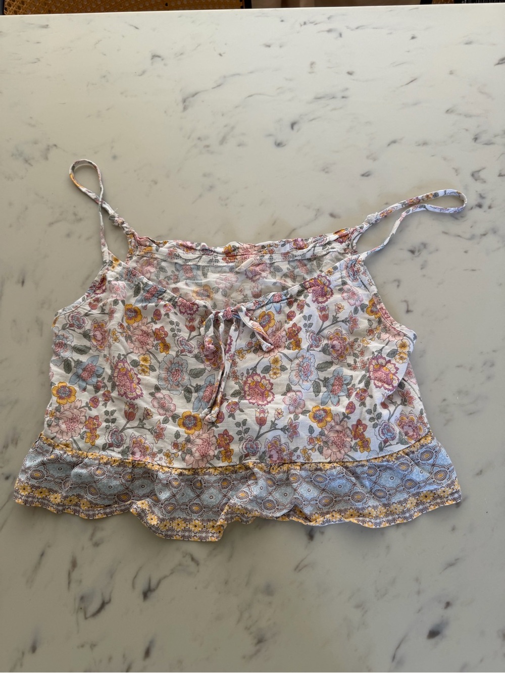 Kingston Floral Tie-Front Camisole - White, Pink, Yellow, Blue